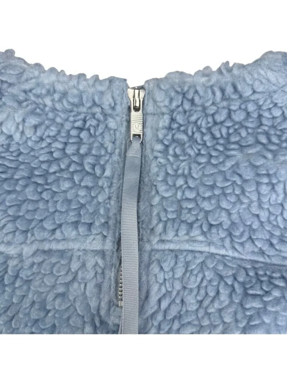 Lululemon Wool Blend Sherpa Fleece Whenever Boxy Crew Pullover Blue Chambray